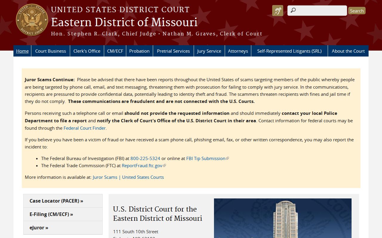 Missouri court system and Eastern District federal court