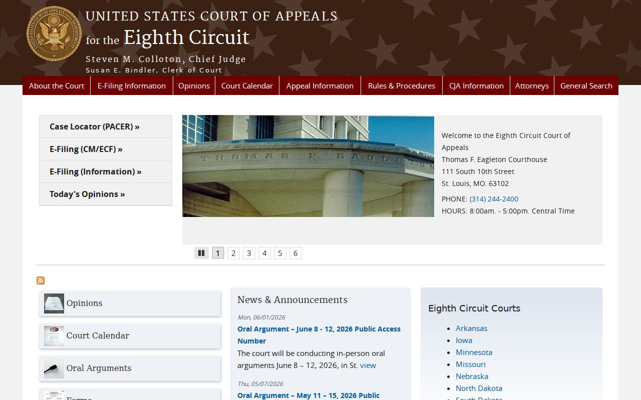 Missouri court system and Eighth Circuit Court of Appeals