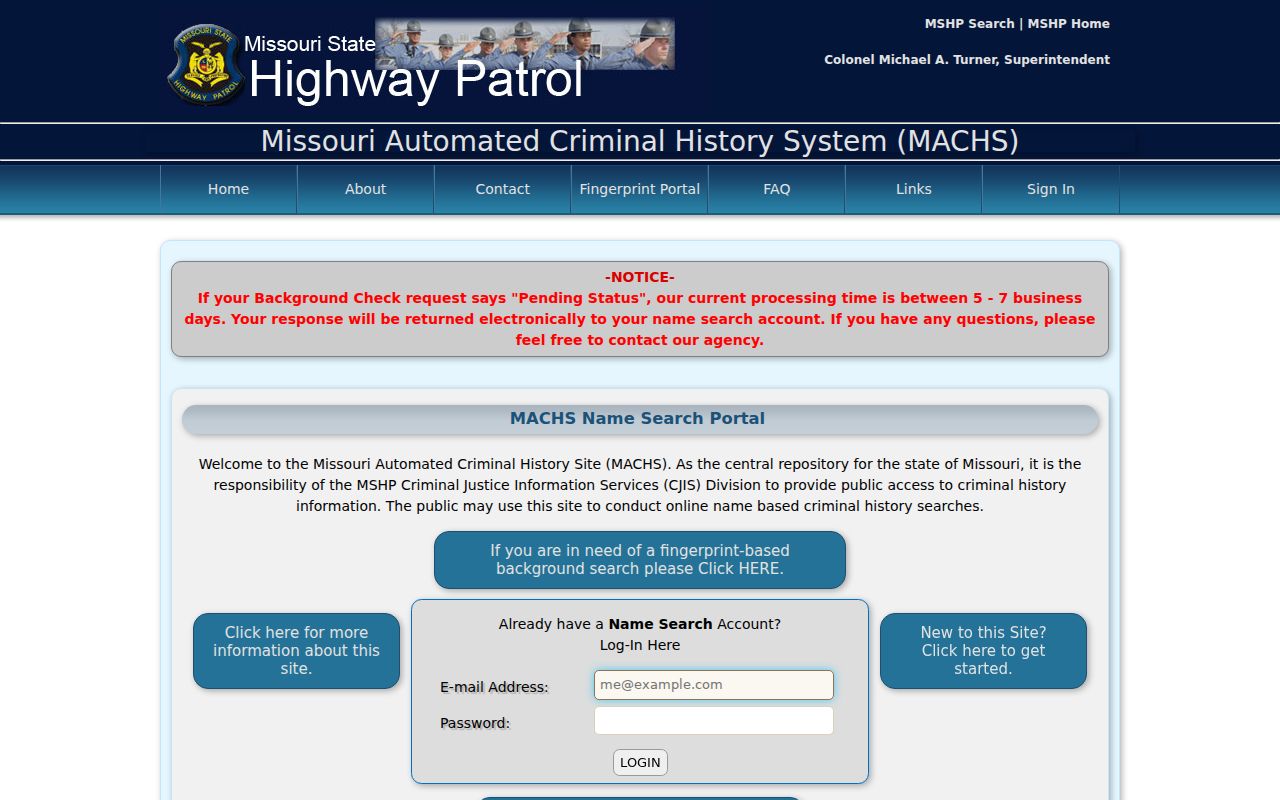 Missouri criminal court records MACHS name search portal