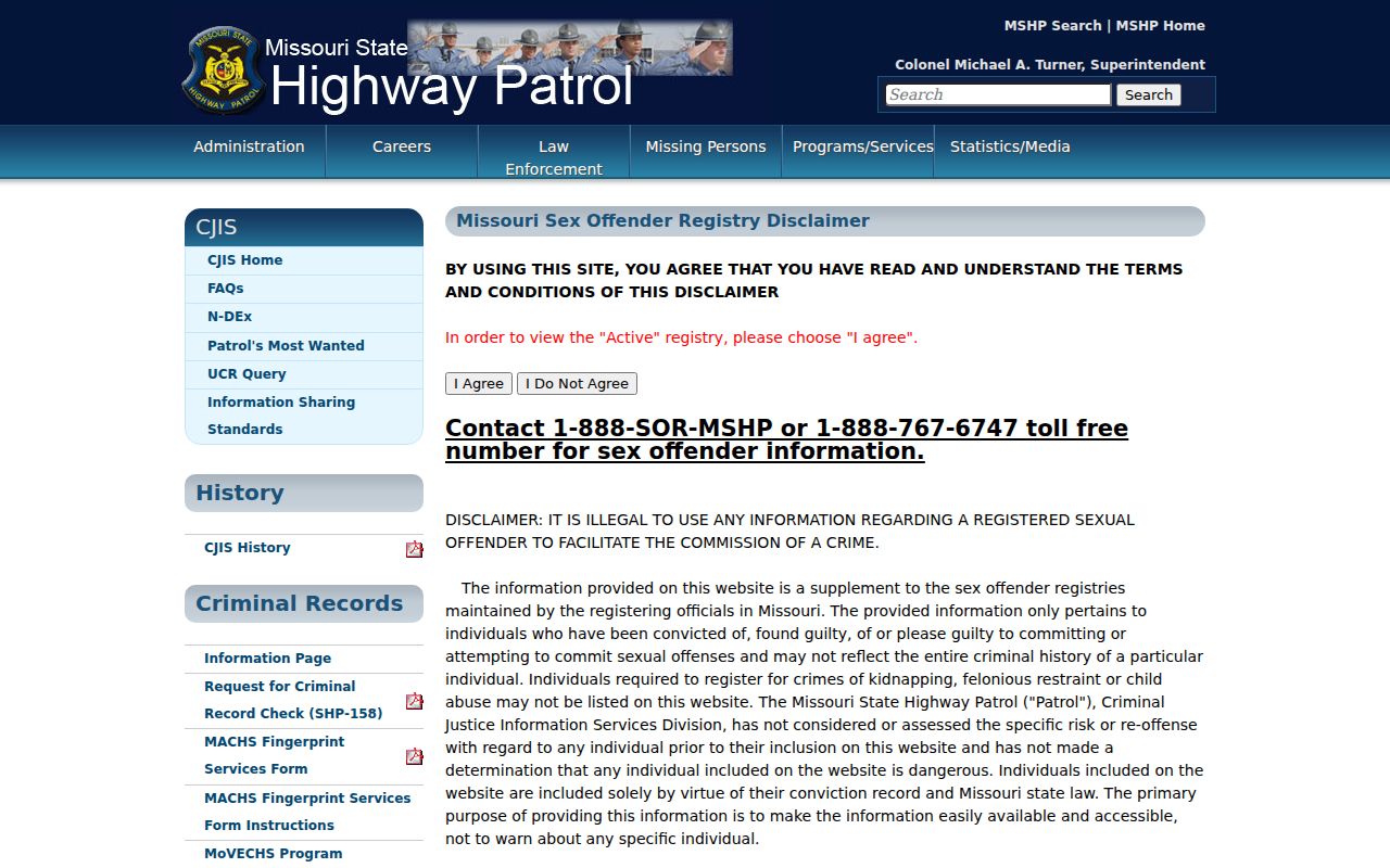 Missouri criminal court records sex offender registry information
