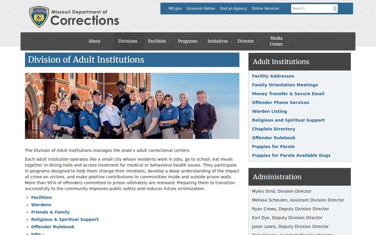 Missouri inmate records correctional center directory