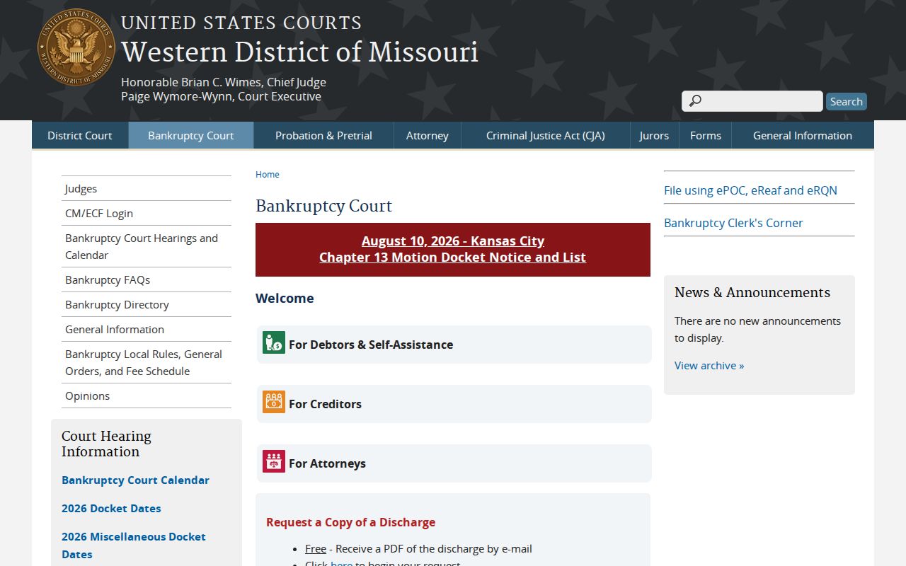 Missouri probate records and Western District bankruptcy court distinction