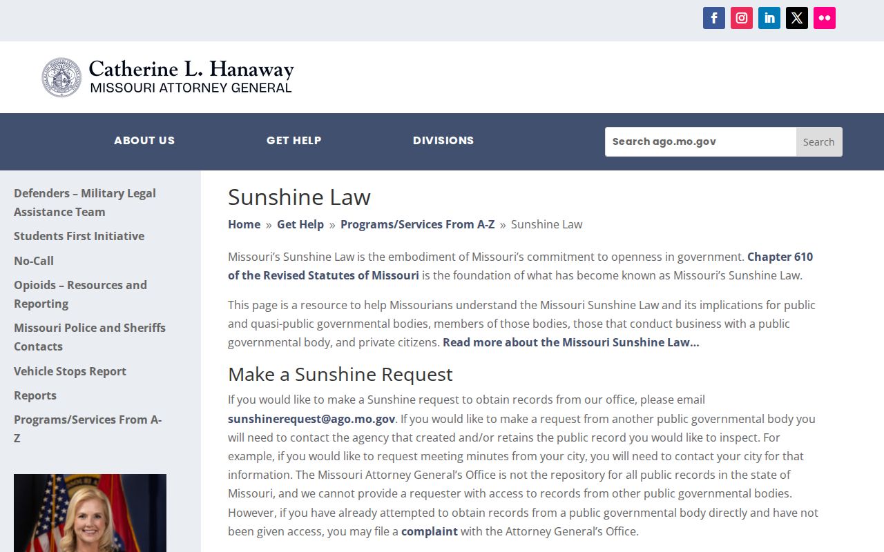 Missouri court records Sunshine Law guidance from the Attorney General