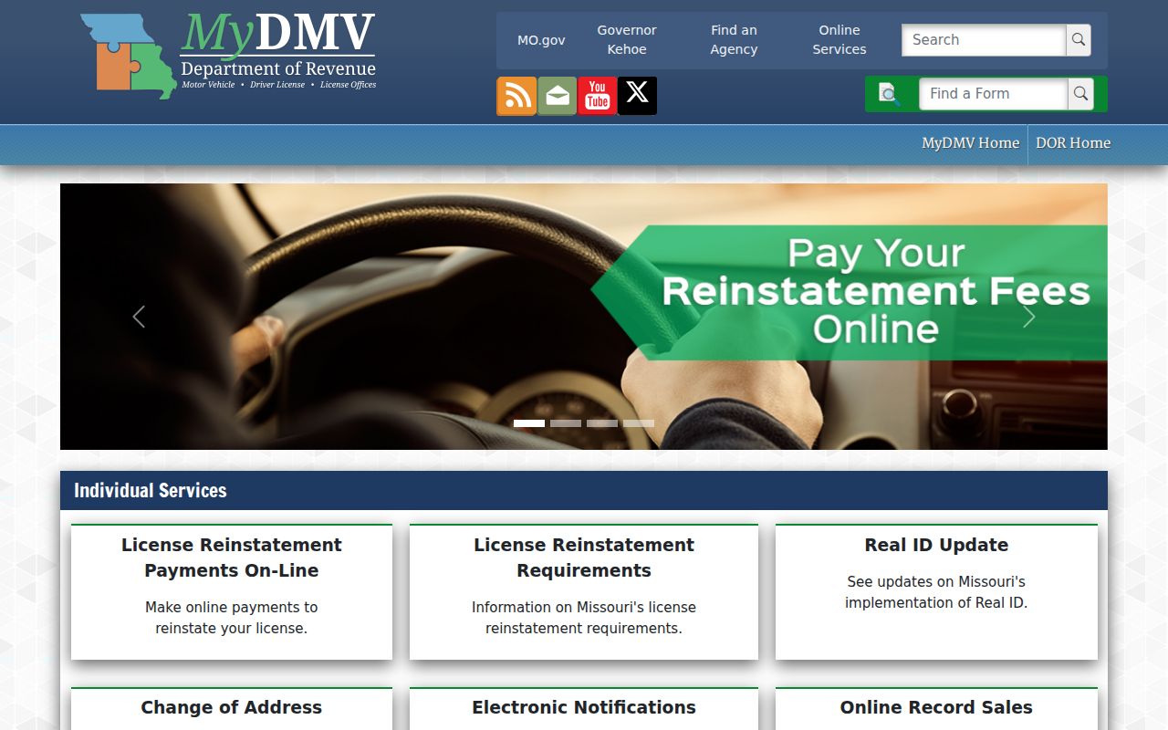 Missouri traffic court records MyDMV driver history request
